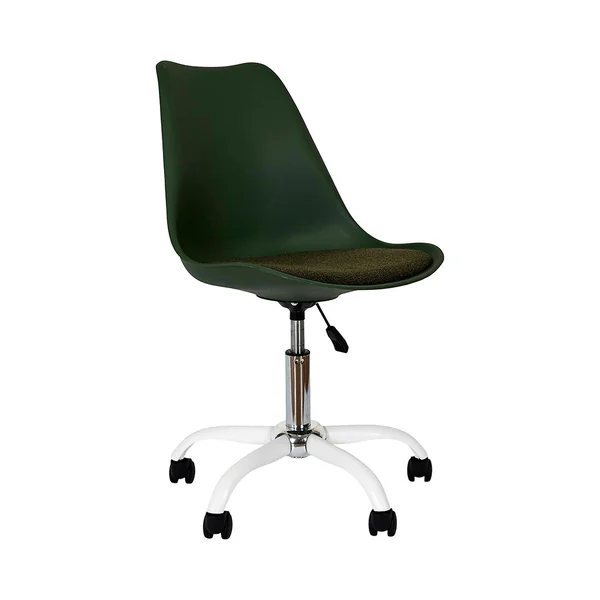 Chaise de bureau à roulettes en bois et métal vert sapin - Emma
