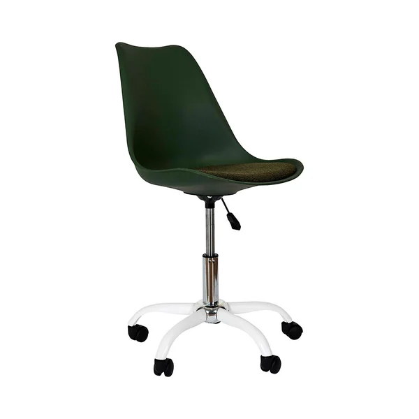 Chaise de bureau à roulettes en bois et métal vert sapin - Emma