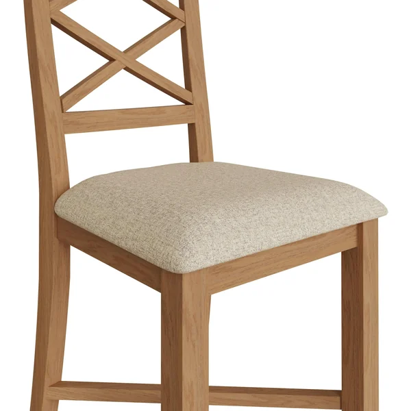 Chaise de salle à manger en bois de chêne et tissu, dossier croisé (lot de 2) CRUZ