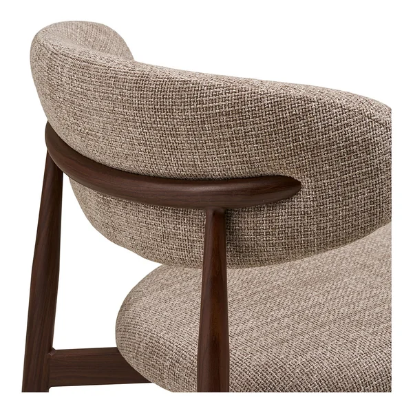 Chaise de salle à manger en tissu sable et métal effet noyer - Lena