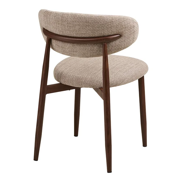 Chaise de salle à manger en tissu sable et métal effet noyer - Lena