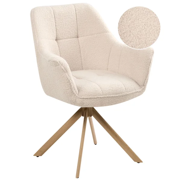 Chaise de salle à manger HAYDEN Bouclé Beige clair