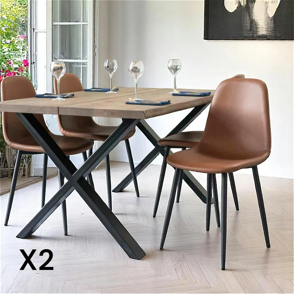 Chaise de salle à manger marron clair style vintage (lot de 2) BERLIN