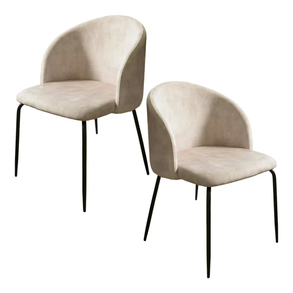 Chaise de salle à manger velours beige dossier rond (lot de 2) TIM