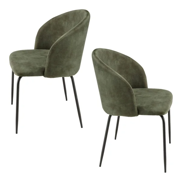 Chaise de salle à manger velours vert dossier rond (lot de 2) TIM