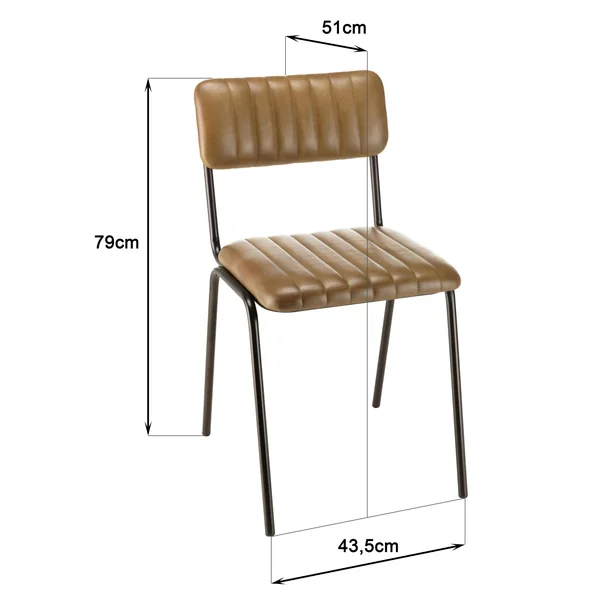 Chaise de table assise et dossier cuir havane (lot de 2) TIM