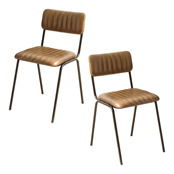 Chaise de table assise et dossier cuir havane (lot de 2) TIM
