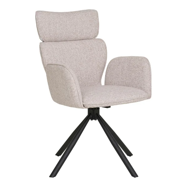 Chaise design beige avec appuie-tête et accoudoirs (lot de 2) BERLIN