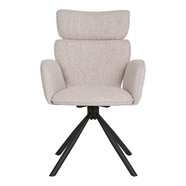 Chaise design beige avec appuie-tête et accoudoirs (lot de 2) BERLIN