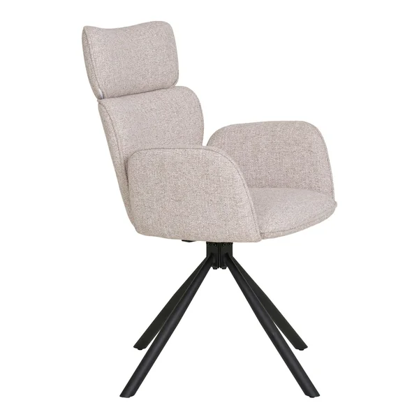 Chaise design beige avec appuie-tête et accoudoirs (lot de 2) BERLIN