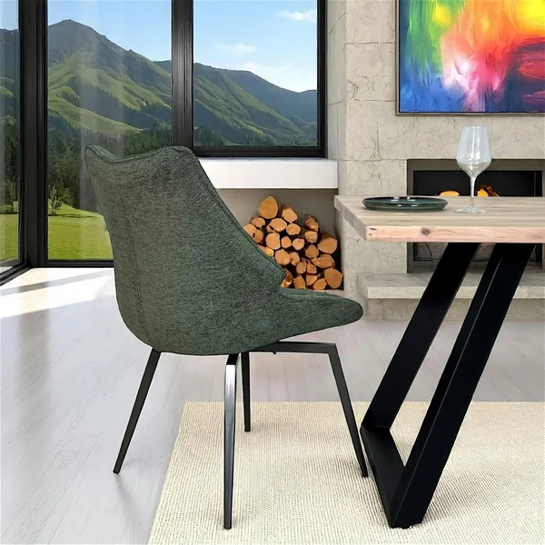 Chaise design tissu microfibre kaki (lot de 2) IENA