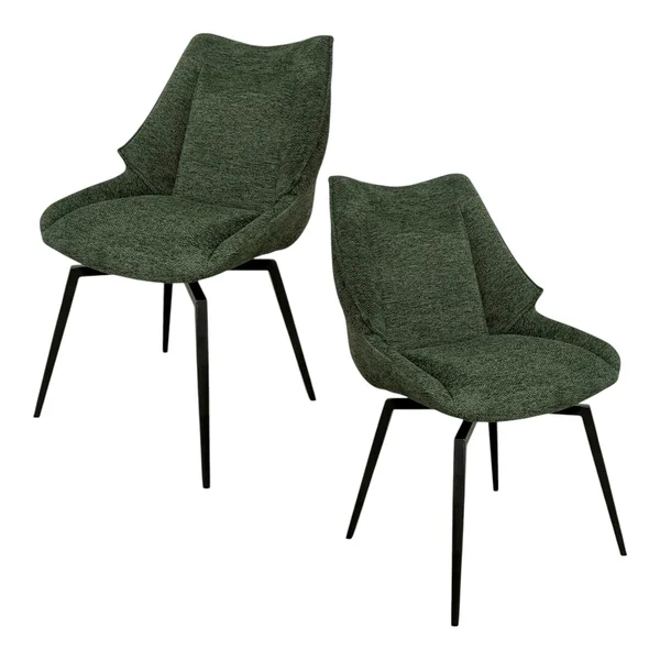 Chaise design tissu microfibre kaki (lot de 2) IENA