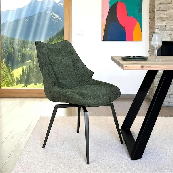 Chaise design tissu microfibre kaki (lot de 2) IENA
