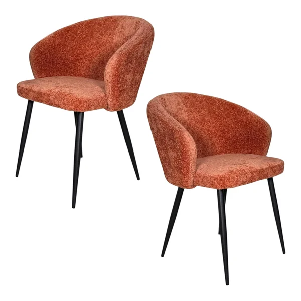 Chaise dossier rond tissu terracotta (lot de 2) IENA