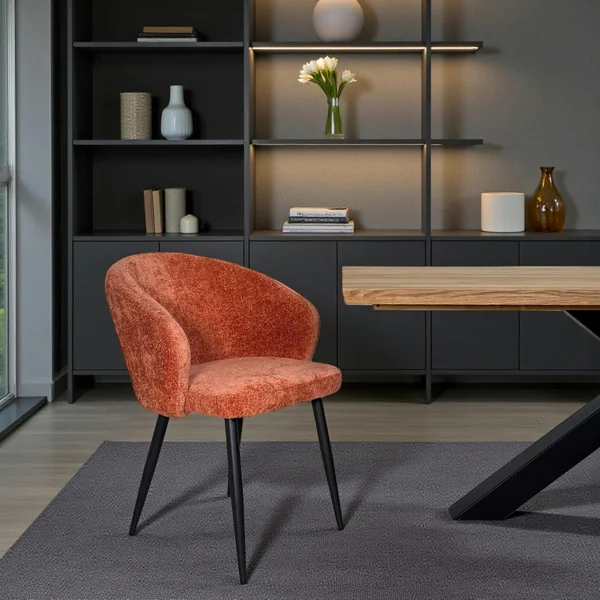 Chaise dossier rond tissu terracotta (lot de 2) IENA