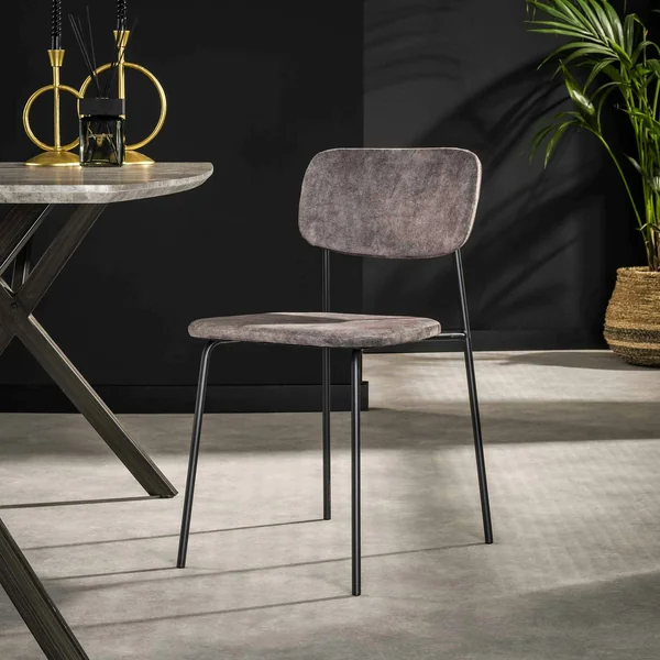 Chaise d'écolier en velours gris (lot de 2) MELBOURNE