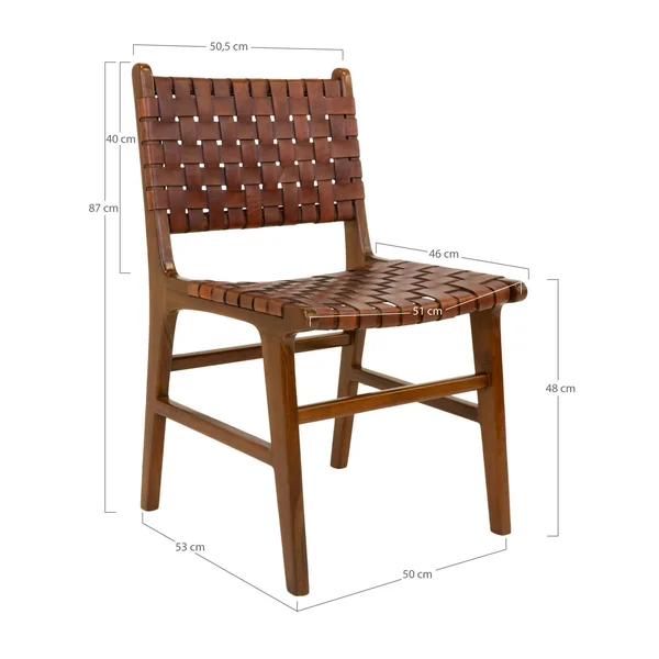 Chaise en bois et cuir tressé marron (lot de 2) MENDOZA