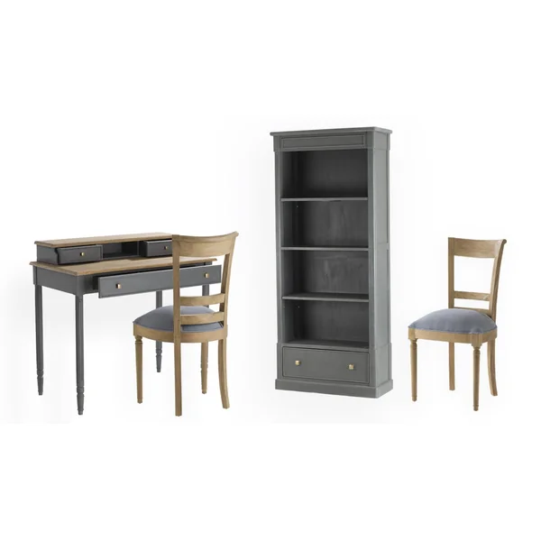 Chaise en bois et tissu gris LEON AMADEUS