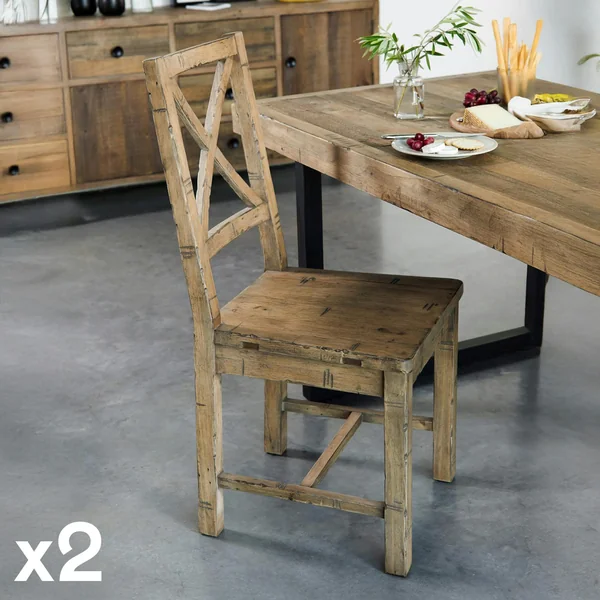 Chaise en bois recyclé BRISBANE (lot de 2)