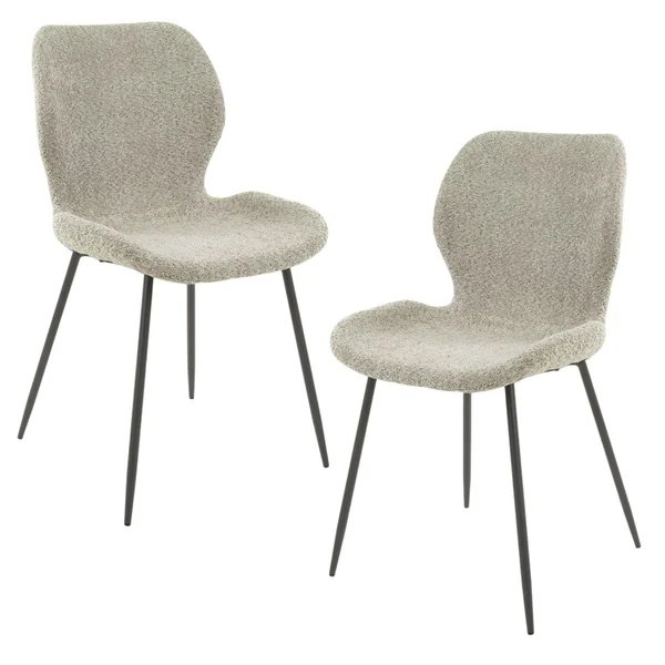 Chaise en bouclette beige (lot de 2) MELBOURNE