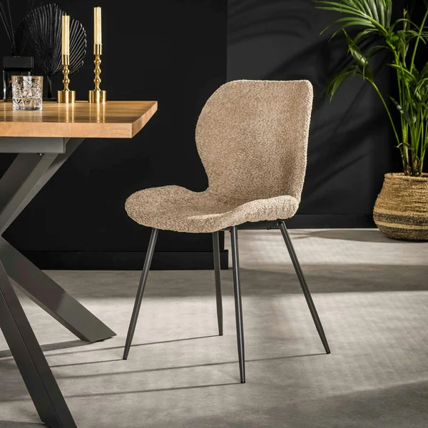 Chaise en bouclette beige (lot de 2) MELBOURNE