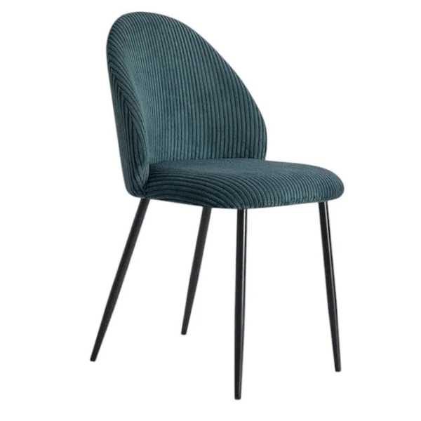 Chaise en tissu côtelé bleu pétrole (lot de 2) IENA