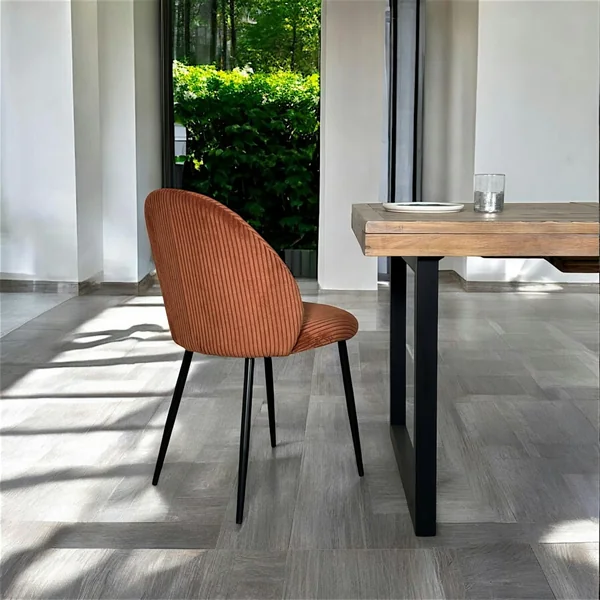 Chaise en tissu côtelé rouille (lot de 2) IENA