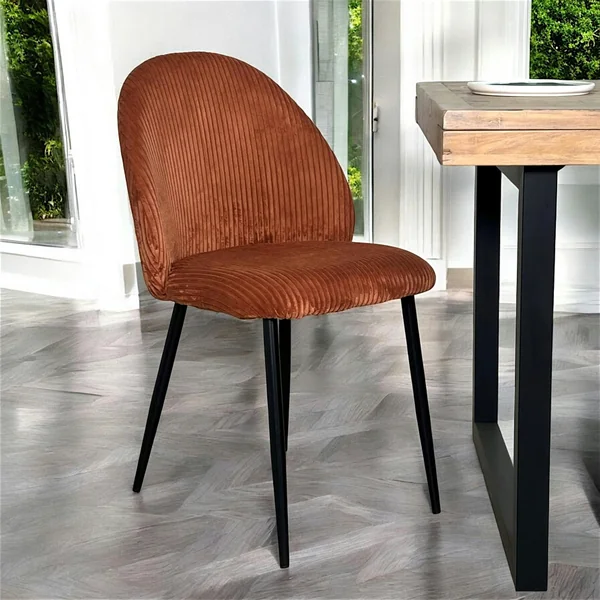 Chaise en tissu côtelé rouille (lot de 2) IENA