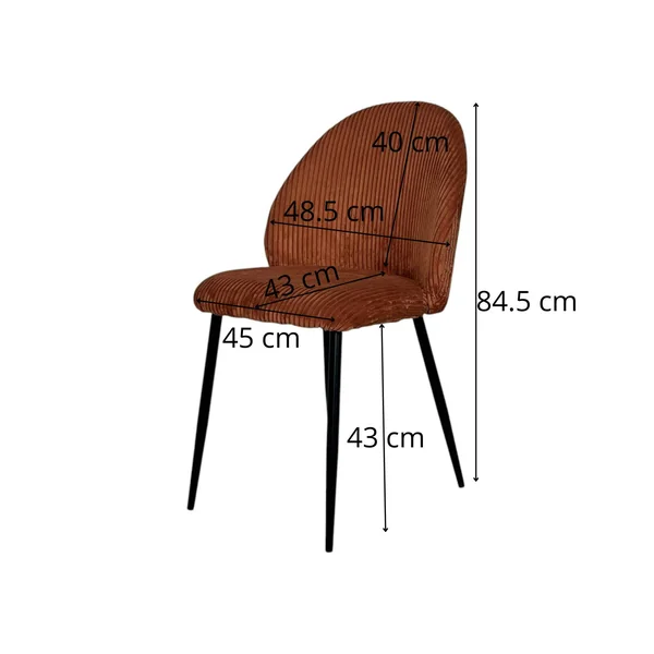 Chaise en tissu côtelé rouille (lot de 2) IENA