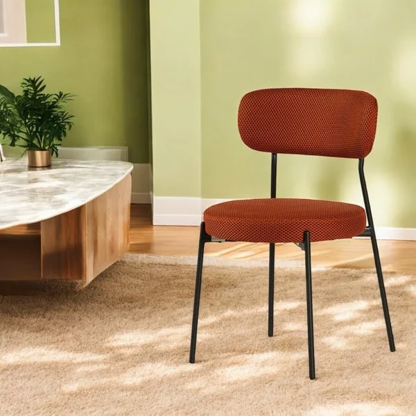 Chaise en tissu résille matelassée terracotta (lot de 2) IENA