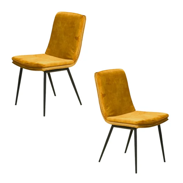 Chaise en velours doré à double coussinage (lot de 2) OKA