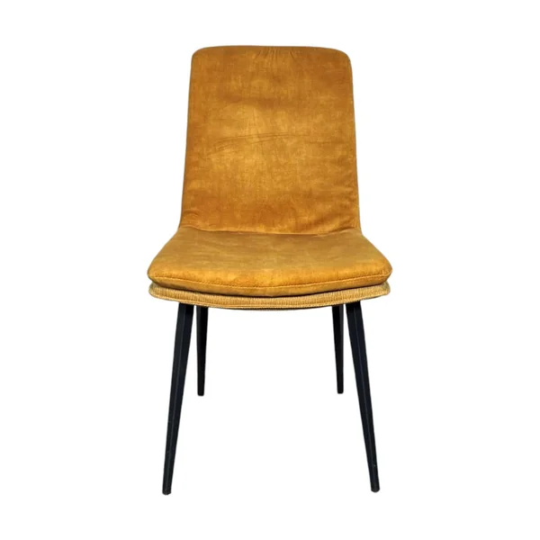 Chaise en velours doré à double coussinage (lot de 2) OKA
