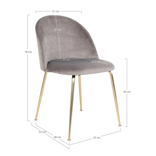 Chaise en velours gris à dossier rond (lot de 2) MONTREUX