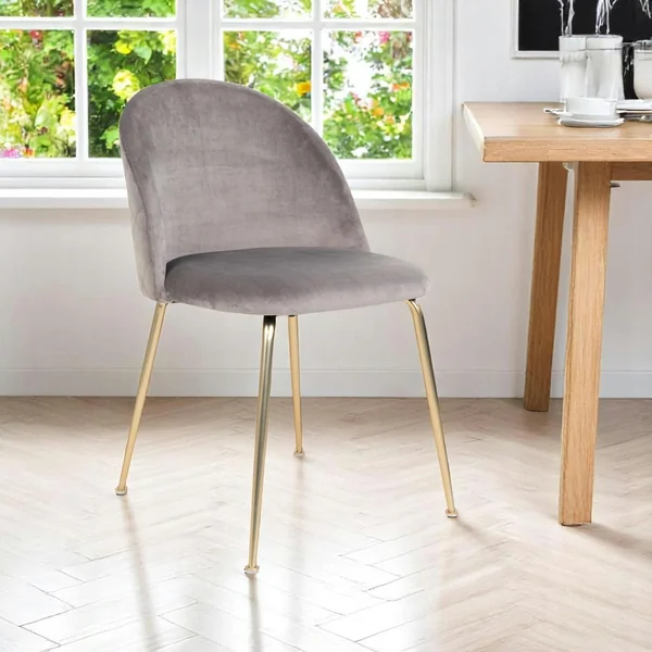 Chaise en velours gris à dossier rond (lot de 2) MONTREUX