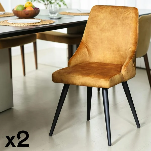 Chaise en velours ocre (lot de 2) MALMOE