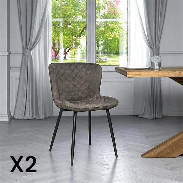 Chaise en velours piqué taupe (lot de 2) MELBOURNE