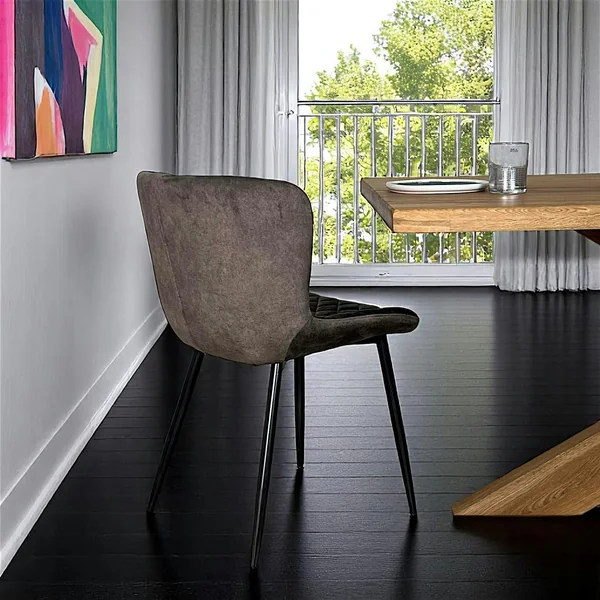 Chaise en velours piqué taupe (lot de 2) MELBOURNE