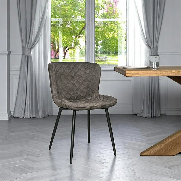 Chaise en velours piqué taupe (lot de 2) MELBOURNE