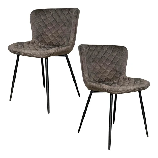 Chaise en velours piqué taupe (lot de 2) MELBOURNE