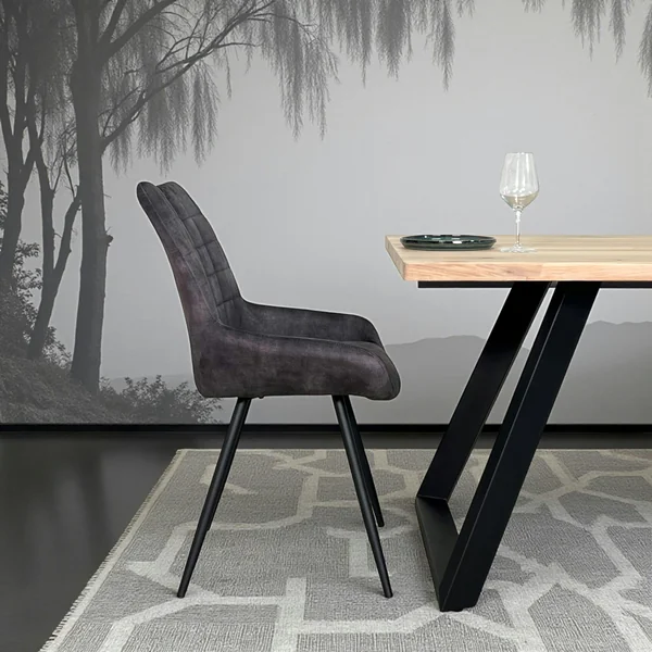Chaise gris sombre avec poignée (lot de 2) MALMOE