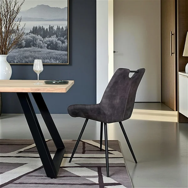 Chaise gris sombre avec poignée (lot de 2) MALMOE