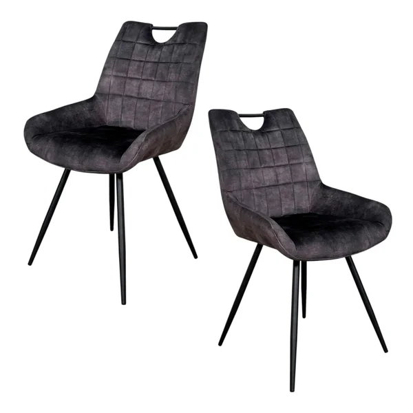 Chaise gris sombre avec poignée (lot de 2) MALMOE
