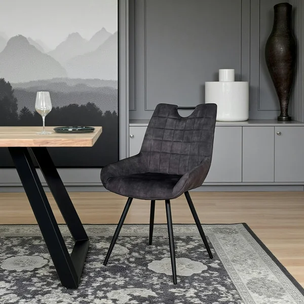 Chaise gris sombre avec poignée (lot de 2) MALMOE