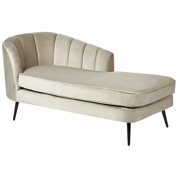 Chaise longue côté gauche ALLIER Velours Beige