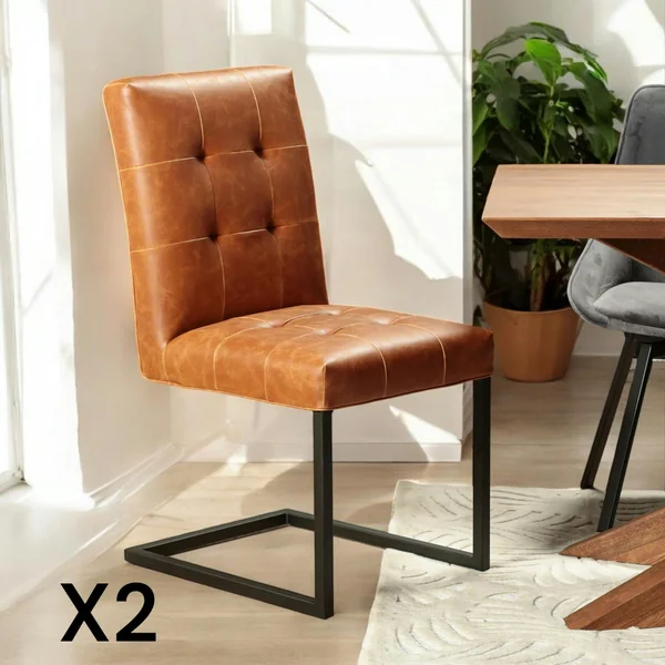 Chaise moderne camel (lot de 2) OKA