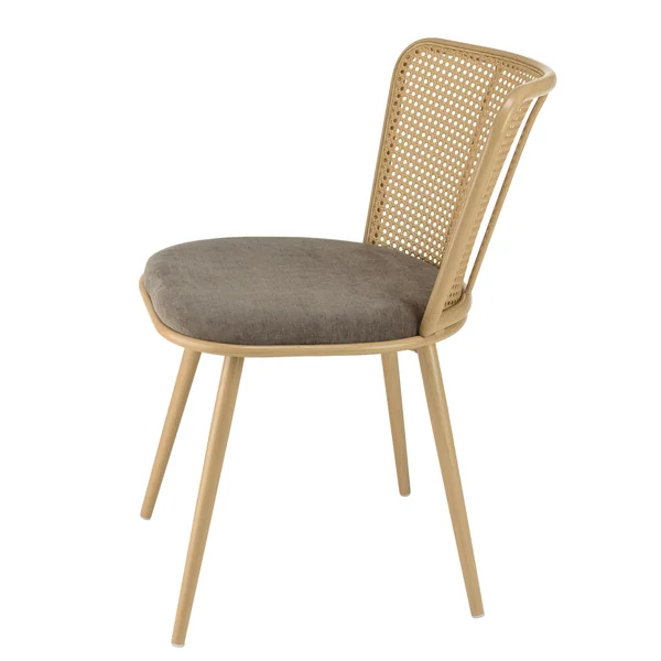 Chaise moderne dossier rotin assise velours taupe (lot de 2) LOANO