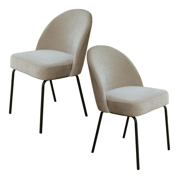 Chaise moderne tissu sable pieds métal noir (lot de 2) TIM
