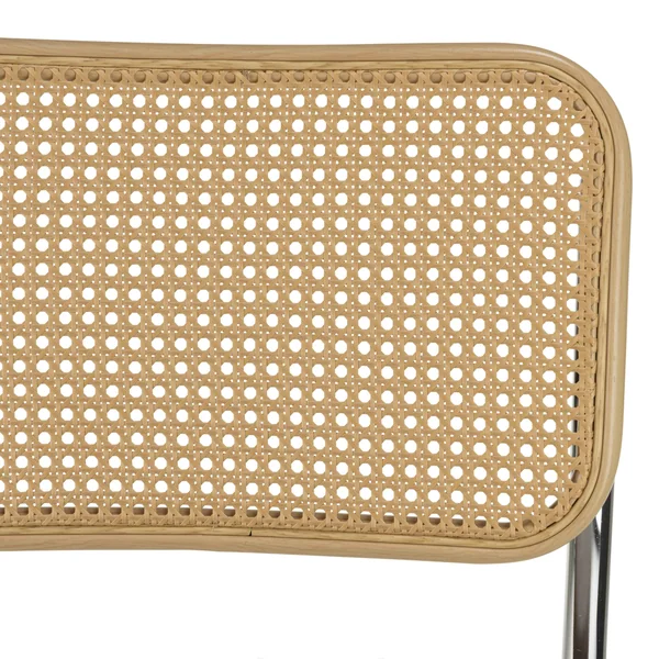 Chaise métal chromé assise velours taupe dossier rotin (lot de 2) LOANO