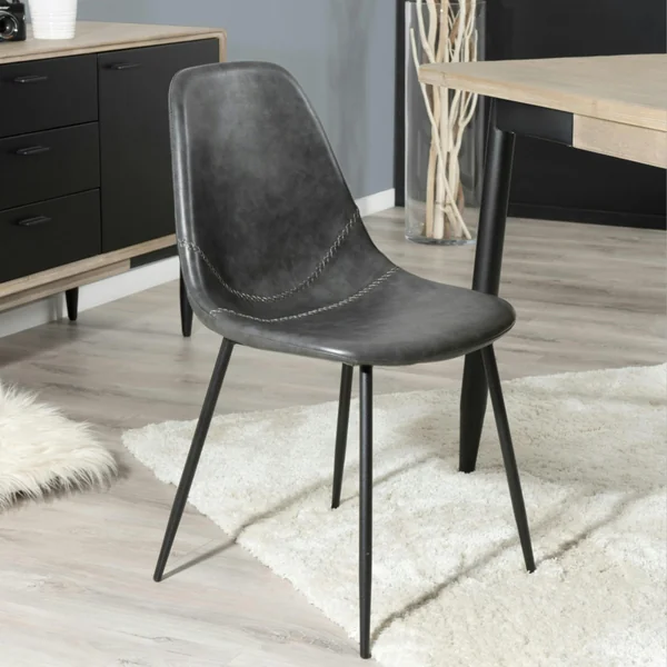 Chaise noire à couture apparente (lot de 2) TIM