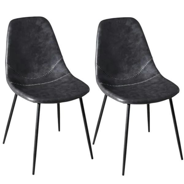 Chaise noire à couture apparente (lot de 2) TIM